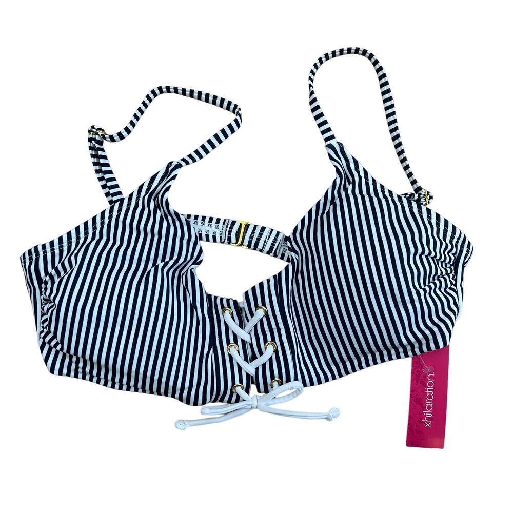Xhilaration Juniors' White Striped Adjustable Strap Bikini Top - Size XL - NWT